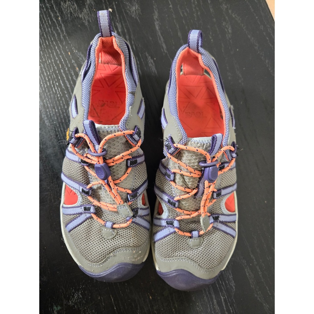 Teva Churn Water Hiking Trail Mesh Bungee Sneakers Grey Purple Coral 5